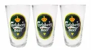 Carlsberg 3 x Conical Vintage Beer Glasses 420ML Curved Mint Man CAVE Denmark