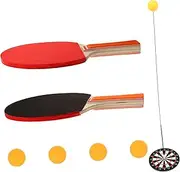 GANAZONO 1 Set Elastic Flexible Shaft Table Tennis Trainer Includes Rackets Balls Base Plate Suckers Sports Training Device for Develop Skills Coordination