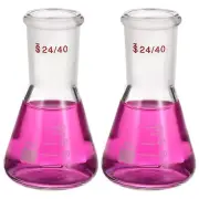24/40 Erlenmeyer Flask, 2Pcs 50ml/1.7oz with 24/40 Standard Taper Outer Joint