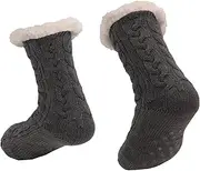 [Fiohiros] Women Slipper Socks, Thermal Socks with Grippy Bed Socks Non-Slip Sole, Cozy Fleece Lined Slipper Socks Women for Indoor Comfort (Fits US 6-10)