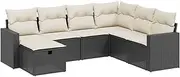 vidaxl 7-Piece Modular Garden Sofa Set with Cushions - Poly Rattan Patio Lounge for Backyard/Terrace/Patio