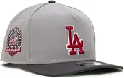 New Era LA Los Angeles Dodgers 9FIFTY A-Frame Cooperstown 60th Anniversary (1958-2018) Patch Snapback Cap, Adjustable Hat Grey Red