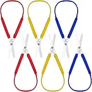 6 Packs Loop Scissors Colorful Grip Scissors Loop Handle Self-Opening Scissors Adaptive Cutting Scissors for Children and Adults Special Needs, 8 Inches
