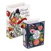 Ceramic Book Shaped Vase Planter With Tree Design Farmhouse Decor NEW