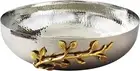 Elegance 70020 Golden Vine Hammered Salad Bowl, 12-Inch, Silver/Gold