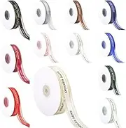 5 Rolls 1 Inch Ribbons,Gold Edges Tulle Ribbon for Crafts,Sheer Ribbon Gift Wrapping Packaging,Wedding Baking Party DIY Decoration 50 Yards/Roll 【Mixed Colors with Happy Birthday:Please Remark】
