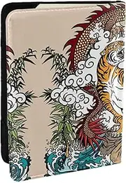 [JEJEA] Dragon and Tiger Print Travel Organizer Credit Cards Case Passport BookPassport Holder Cover Wallet forTraveling,, Black, One Size
