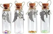 4pcs Pet Hair Glass Memorial Bottle Glass Tube Wishing Bottle with Winged Angel Pendants and Cork Stopper Dog Keepsake Memorial Urn Cat Remembrance Gift Sympathy Glass Vial for Pet Ashes