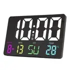 (Black)Digital Wall Clock Large Display Remote Control Digital Wall Clock