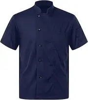 [Manyakai] Unisex Men Women Summer Short Sleeve Chef Jacket Cooking Chef Top Uniform Restaurant Kitchen Work Shirt