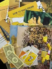 YELLOW theme Junk Journal Scrapbook collage book pages cut-outs embellishments