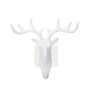 4Pcs Antler Head Key Hook Wall Holder Tie Organizer Rack(White)