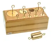 Eisco Labs Hooked Brass Weights, Set of 9 weights, 10-1000g in wooden block