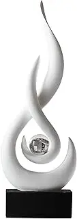 AWNR Abstract White Sculpture Decor: Flame Statue with Glass Ball Resin Art Figurines Unique Centerpiece Table Decorations Modern Home Decor Living Room TV Stand Coffee Table Office Decor
