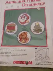Vintage DIMENSIONS Santa And Friends Ornaments Kit, No Count Cross-stitch #8365