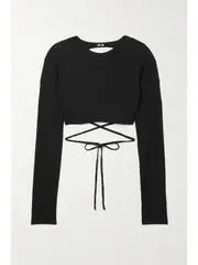 [ALIX NYC] ALIX NYC - Marissa Cropped Open-back Stretch-jersey Top - Black - medium medium Black