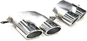 1 Pair 4 Out Stainless Steel Black Car Exhaust Tip Compatible For 2016-2018 Audi A6 A7 S Line Up S6 S7 Muffler Tip Tailtip Exhaust System(Silver)