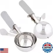 2Pack 4 OZ Portion Scoop Ice Cream Disher with Trigger Release, Stainless Ste