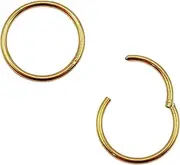 [Serenity Sleepers] 316L Surgical Stainless Steel 18G Sleeper Hinged Hoop Earrings Segment Nose Ring (Gold) - 6mm 8mm 10mm 12mm