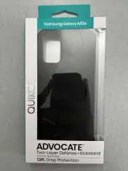 Samsung Galaxy A03s Black Case Two Layer Defense + Kickstand Quikcell