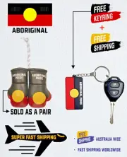 ABORIGINAL FLAG , INDIGENOUS ,BUY 1 PAIR MINI BOXING GLOVES & GET 1 FREE KEYRING