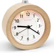 Mintian Alarm Clock Analogue Without Ticking, Alarm Clock Wood With Snooze, Retro Alarm Clock Table Clock With Night Light, Alarm Clock Without Rad...