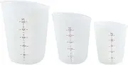 AIMALL 3 PCS Silicone Measuring Cup Set, 3-Piece, Non-Stick, Heat-Resistant, Collapsible, Sizes 125ML, 250ML, 500ML for Kitchen and Lab Use