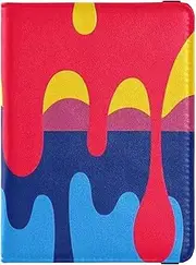 [Amooorous] Flowing Pigment Multicolor Pattern Leather decorative passport holder for travel women Wallet Combo Badge ID Vaccine Card Holder Wallet Ultra Slim, Flowing pigment multicolor pattern, 1 size