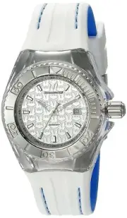 Technomarine Cruise Womens 34mm Silver Monogram Dial White Strap Watch TM-115155