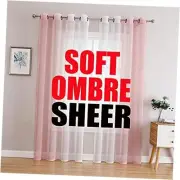 Sheer Curtains & Drapes 84 Inches Long Pink and White Ombre Curtains for