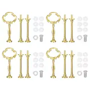4 Set Cake Tray Stand Handle Plate Hardware, 3-Tiers Thicken Sunflower Gold