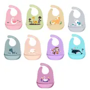Baby Feeding Bib Apron Smock Silicon Waterproof Easy Clean 0-6 Kid Toddler Pouch