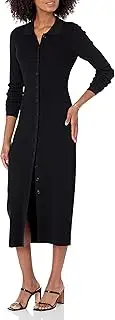 [The Drop] Women's Jaxon Rib Button-Down Sweater Dress, Black, XL