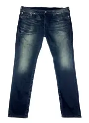 True Religion Geno Flap Big T Relaxed Dark Wash Blue Jeans 102929 Men Size 44X32