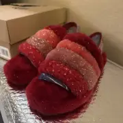 Ugg Red K Fluff Yeah Clogs Yeah Metallic Sparkle Size 6 Remu 1125952K