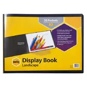 Marbig Display Book Landscape 20 Pocket Sleeves A3 Black