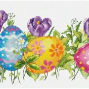 BlossomCraft DIY Cross Stitch Kit - Crocus Blooms, 33x13cm - Create Your Own Flo