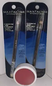 Max Factor Eyebrow and Eyeliner Pencil 302 BROWN BLACK w/Lip Gloss New