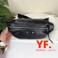 在飛比找蝦皮購物優惠-二手精品BALENCIAGA 巴黎世家 黑色油蠟皮男女款腰包