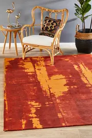 Rug Culture Paprika Red Abstract Jacquard Woven Rug