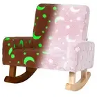 Kids Rocking Chair Upholstered Flannel Children Rocker Armchair Glow in the Dark