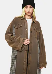 Stroll On Plaid Trench Coat