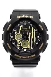 CASIO Ladies BABY-G Watch BA120SP-1A Analog Digital Dial Black Resin Band