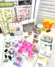 Scrapbooking Supplies Lot Junk Journal Stickers Ribbon Fabric Girly