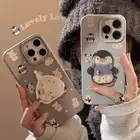 Blue Penguin Grey Rabbit Case For iPhone 16 Plus 15 14 13 12 Pro Max Back Cover
