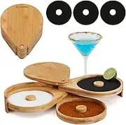 Sunziba Margarita Salt Rimmer Set | 3-Tier Bamboo Salt Rimmer for Cocktails | Bartender Accessories & Home Bar Gift | Complete Margarita Kit