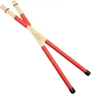 Hot Rods Rute Jazz Drum Sticks Brushes Drumsticks Made of Bamboo. (Red)