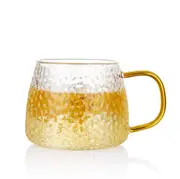 420ml Tea Glasses Golden Rim Coffee Cup With Handle Mug Espresso Drink Glass