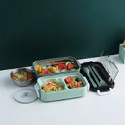 Lunch Box Food Containers Microwave Stainless Portable Dinnerware-Green