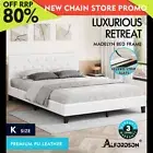 ALFORDSON Bed Frame King Size Wooden Base Platform Leather White MADELYN